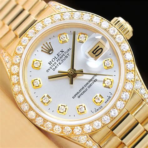 rolex ladies diamond bezel watch